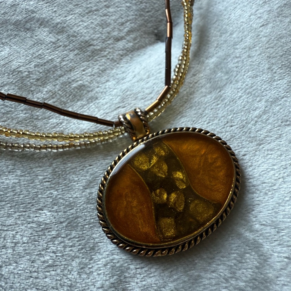 Kenneth Cole Gold and Brown Multi-Strand Necklace
